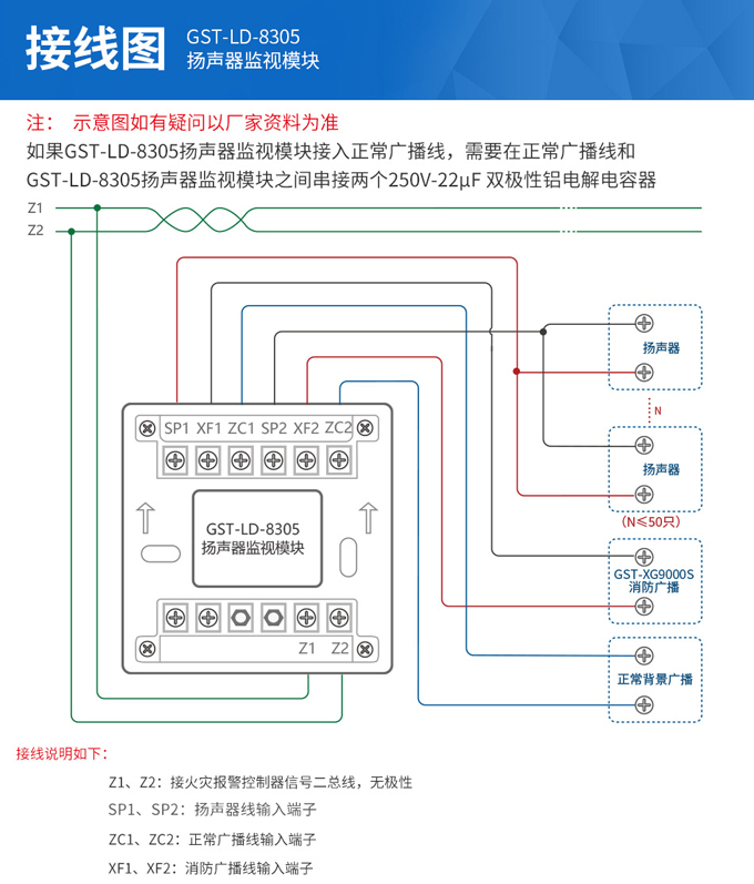 <a href=http://www.haiwan119.com target=_blank class=infotextkey>海灣</a>GST-LD-8305揚(yáng)聲器監(jiān)視模塊